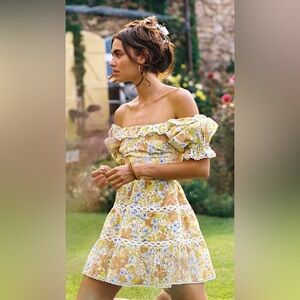 Floral Lace-Trimmed Dress